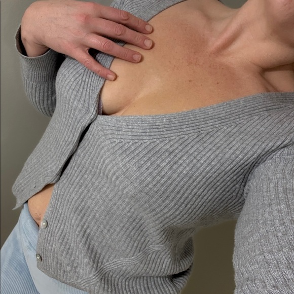 Dynamite Sweaters - Grey Knit Cropped Cardigan